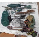 SELECTION OF VARIOUS NETS, FISHING BAG,