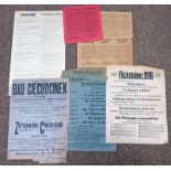 SELECTION OF 7 GERMAN WW1 PUBLIC NOTICES TO INCLUDE THEATRE ACT LISTS,