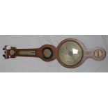 19TH CENTURY ROSEWOOD BANJO BAROMETER Condition Report: Middle dial missing.