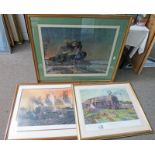 3 FRAMED LIMITED EDITION PRINTS BY TERENCE CUNEO TO INCLUDE 'THE FLYING SCOTSMAN' 733/850, SIGNED ,