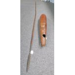 AFRICAN GOURD 80CM LONG AND AN AFRICAN SPEAR WITH METAL HEAD 270 CM LONG -2-