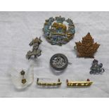 MILITARY BADGES TO INCLUDE 13TH DUKE OF CONNAUGHTS OWN, CANADA OVERSEAS BATTALION,