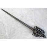 A MID 18TH CENTURY BASKET HILTED BACKSWORD WITH 90.