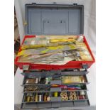 PIANO 854 MULTI DRAWER BOX WITH A GOOD AND VAST SELECTION OF FLY TYING EQUIPMENT