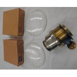 EARLY 80MM PETZVAL STYLE DESIGN LENS IN BRASS AND STEEL FOCUSING MOUNT AND A PAIR OF UNMOUNTED