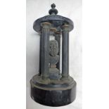 19TH CENTURY SLATE & BRASS COLUMN WITH BUST OF SOCRATES INSIDE .