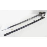 VICTORIAN 1827 PATTERN RIFLE REGIMENTS OFFICERS SWORD WITH 82CM LONG FULLERED BLADE ETCHED WITH