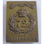 VICTORIAN SEAFORTH HIGHLANDERS SHOULDER BELT PLATE,