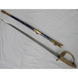 GEORGE VI 1827 NAVAL OFFICER'S SWORD WITH ETCHED BLADE, CROWNED FOULED ANCHOR,