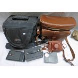 FOLDING CAMERAS BOX, CAMERAS, BROWN F260 FLASH,