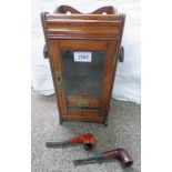 EARLY 20TH CENTURY SMOKER'S CABINET WITH GLAZED DOOR, 32.5 X 15.