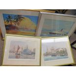 4 FRAMED LIMITED EDITION NAUTICAL THEMED PRINTS TO INCLUDE 'WELCOME HOME, QE2 '662/850,