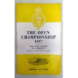 OPEN GOLF CHAMPIONSHIP ST ANDREWS 1957 OFFICIAL PROGRAMME, SCORECARD,