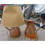 1/2 GALLON COPPER JUG LAMP AND 1 OTHER COPPER JUG -2-