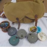 FISHING BAG WITH CONTENTS OF REELS TO INCLUDE 3 J.W.