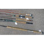 DAIWA PRO FLY #6-8, DAIWA WHISKER SALMON FLY MK11 13FT 3 PIECE ROD, PEGLEY-DAVIES 2 PIECE ROD,