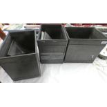 3 VINTAGE KODAK HARD RUBBER DEVELOPING TANKS FOR 10 X 8" FILM / PLATES WITH FLOATING LIDS