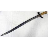 FRENCH M1840 SABRE BAYONET WITH 56.5CM LONG BLADE WITH SPINE MARKED MRE D'ARMES DE CHATL.