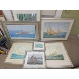 8 NAUTICAL THEMED PRINTS, PICTURES ETC, MANY DEPICTING SAIL BOATS ETC SOME LIMITED EDITON,
