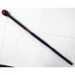 HARDWOOD KNOBKERRIE WITH GLOBULAR HEAD AND WIRE BOUND SHAFT,