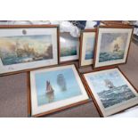 6 FRAMED LIMITED EDITION NAUTICAL THEMED PRINTS TO INCLUDE 'TRAFALGAR' BY W.L.