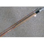 THE HARDY "KNOCKABOUT" TWO PIECE PALAKONA CANE TROUT ROD 9FT 6 INCH IN CANVAS BAG