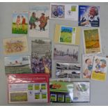 SELECTION OF GOLF COLLECTIBLES TO INCLUDE NOVELTY POSTCARDS, STAMPS,