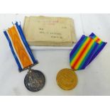 BRITISH WAR & VICTORY MEDALS WITH BOX OF ISSUE ATKINSON,