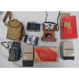 ARGUS A - FOUR CAMERA IN CASE, VOIGTLANDER BRILLIANT CAMERA IN CASE, PASOINA 29 CAMERA,