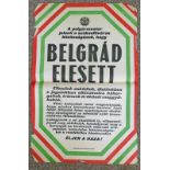 HUNGARIAN WW1 1914 'BELGRADE HAS FALLEN' POSTER - 96 X 61.