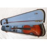 VIOLIN WITH 2 PIECE BACK, INTERIOR STAMPED 2K.H.S.