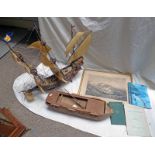 WOODEN MODEL OF 19TH CENTURY BOAT OVERALL LENGTH 57CMS ENGRAVING OF H.M.