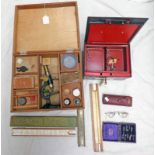 MILBRO MICROSCOPE IN FITTED BOX WITH SLIDES PAIR OF SPEERA MAGNIFIER GLASSES,