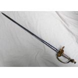 PRUSSIAN INFANTRY OFFICERS SWORD WITH 82 CM LONG BLADE, MAKERS NAME PARTIALLY PRESENT, SOLIGER,