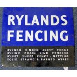 RYLANDS FENCING ENAMEL SIGN - 50.5 X 60.