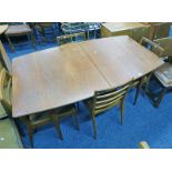 4 ARTS & CRAFTS STYLE OAK CHAIRS & TEAK PULL OUT DINING TABLE & 4 CHAIRS Condition