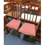 PAIR INLAID MAHOGANY HAND CHAIRS ON SHAPED SUPPORTS