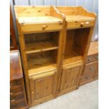 PAIR OF PINE OPEN BOOKCASES WITH DRAWER & PANEL DOOR 153CM TALL