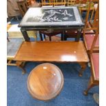 MOTHER OF PEARL INLAID COFFEE TABLE & HARDWOOD FOLDING TABLE,