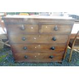 19TH CENTURY MAHOGANY CHEST OF DRAWERS ON BRACKET SUPPORTS WITH 2 SHORT OVER 3 LONG DRAWERS 105 X