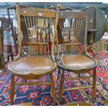 PAIR OF EARLY 20TH CENTURY OAK SPARBACK CHAIRS ON TURNED SUPPORTS