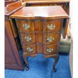 WALNUT CHEST OF DRAWERS WITH SHAPED FRONT & 3 DRAWERS ON SHAPED SUPPORTS