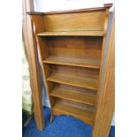 EARLY 20TH CENTURY OAK OPEN BOOKCASE 141CM TALL X 64CM WIDE X 24CM DEEP