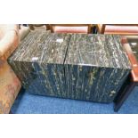 PAIR OF MARBLE EFFECT CUBE TABLES - 40CM WIDE X 40CM DEEP X 50CM TALL Condition Report: