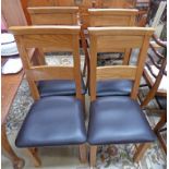 SET OF 4 21ST CENTURY OAK DINING CHAIRS WITH LEATHER SEATS 102 CM TALL