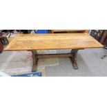 EARLY 20TH CENTURY OAK REFECTORY TABLE Condition Report: 205cm long x 74cm wide x