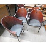 SET OF 8 20TH CENTURY BENTWOOD & METAL TUB CHAIRS 85 CM TALL