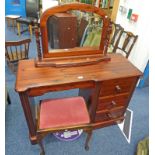 PINE DRESSING TABLE WITH 4 DRAWERS 111CM WIDE Condition Report: Dent / bruise