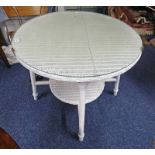 CIRCULAR BASKET WORK TABLE WITH GLASS TOP 76 CMS .