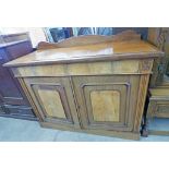 EARLY 20TH CENTURY SIDEBOARD WITH 2 PANEL DOORS ON PLINTH BASE - 130CM LONG